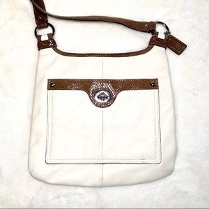 Coach Purse White & Brown Leather Coach Shoulder Bag